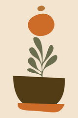 Abstract Botanical Wall Art with Modern Boho Shapes