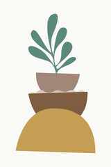 Abstract Botanical Wall Art with Modern Boho Shapes