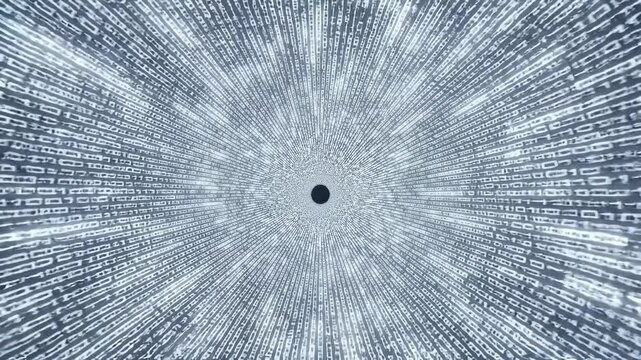 Abstract Tunnel of Digital Binary Code Data Stream