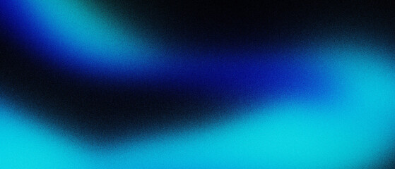 Modern blue aqua green gradient abstract element on black with noise texture and copy space