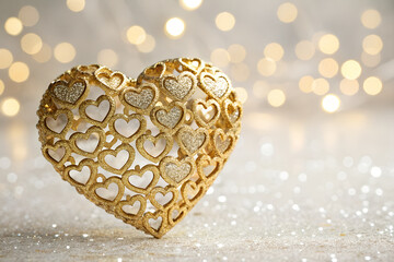 An openwork heart on a bokeh background for Valentine's Day