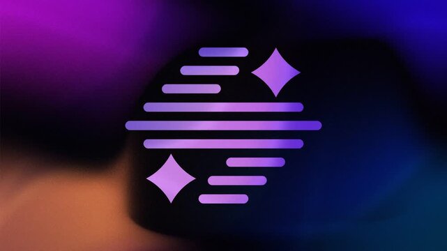 Abstract digital design with glowing purple lines and diamond shapes against a dark gradient background from a straightforward viewpoint