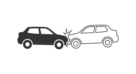 Fototapeta premium Car accident illustration collision icon in black and white design