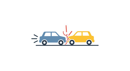 Car accident illustration collision of two vehicles on white background