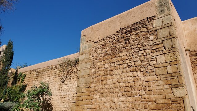 ancient castle called Oudaya palace in rabat city with a clear blue sky on winter season 