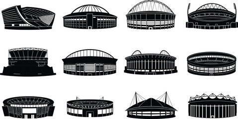 Black and white stadium building buildings arenas domes sports © Rehena Creative Hub