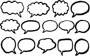 Obraz premium Hand drawn speech bubbles with brush stroke textures and organic shapes for informal dialogue and casual cartoon illustrations on transparent background design