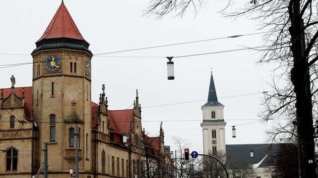 dessau city in east germany in winter 4k 25fps video