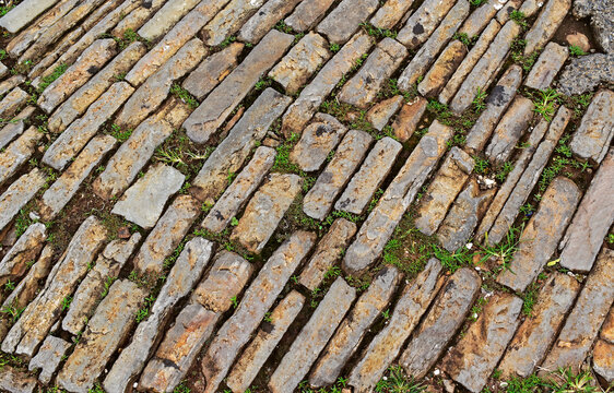 Typical paving stones in historical city of Pirenopolis, Goias, Brazil
