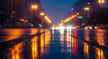 Fototapeta premium City road after rain