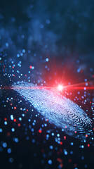 Futuristic biometric fingerprint with laser scanning, cyber security technology