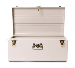 One open empty suitcase isolated on white