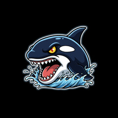 Obraz premium Angry Orca Killer Whale Cartoon Mascot Character.