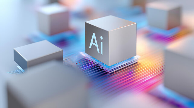 Abstract representation of parallel processing with AI elements on gradient background, computational technology visualization, distributed computing imagery, with copy space