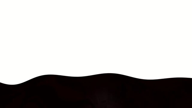 Abstract dark brown wave liquid element gently rising toward a bright white background