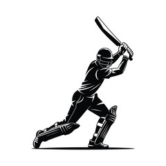 Obraz premium Silhouette of a cricket batsman preparing to hit the ball