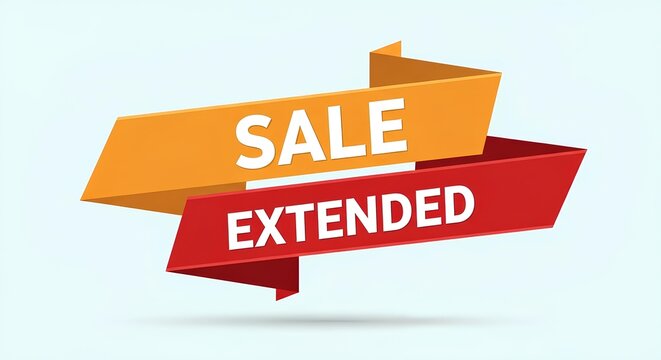 Extended Sale Banner with Orange and Red Ribbons