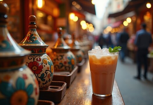Authentic Horchata Mexican Rice Milk Beverage at Lively Street Mercado Market Stall