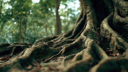 Obraz premium Tree roots in a forest