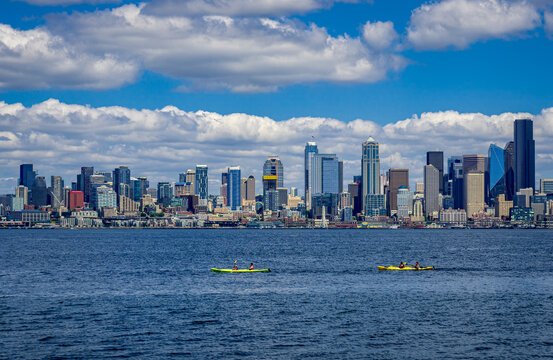Seattle skyline looking east across Puget Sound from West Seattle