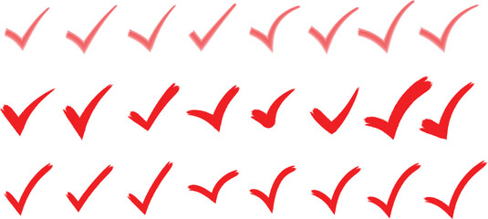 Check tick mark icon set. Cross box x check mark checkbox list vector hand drawn sketch doodle brush marker checklist symbol wrong right circle. hand drawn, grunge © farhanatisha