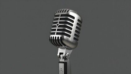 Fototapeta premium Elegant vintage microphone shines on a grey backdrop ready for a recording session