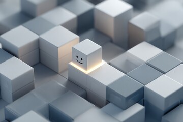 Fototapeta premium A modular grid environment with a happy face icon