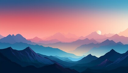 abstract mountain landscape with soft color gradient at dusk © Nathan