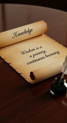 Fototapeta premium Ancient Scroll With Wisdom Quote and Quill