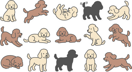 Fototapeta premium Adorable Poodle Dog Vector Illustration Collection Cute Puppy Characters in Various Poses for Graphic Design Projects
