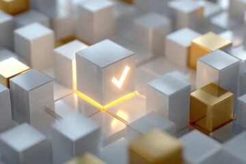 Obraz premium A modular grid environment with a checkmark icon