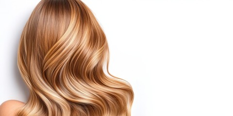 Fototapeta premium Wavy brown ponytail gracefully draping against a bright backdrop