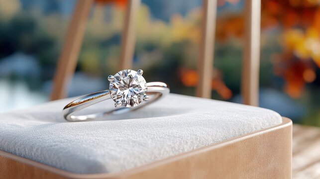 Stunning diamond engagement ring nestled in a luxurious velvet box