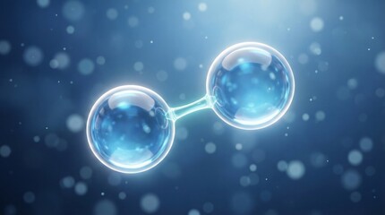 Abstract Scientific Representation of a Chemical Molecule with Glowing Blue Spheres