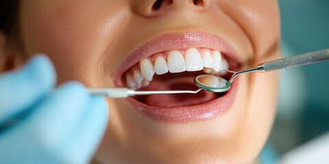 Fototapeta premium Bright smiles at the dentist's office during a cheerful checkup