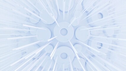 Abstract background featuring a light blue geometric structure with circular shapes and radiating lines