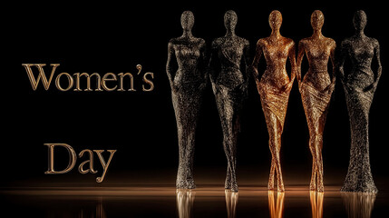 Elegant Women's Day illustration with stylized golden female figures Generated with AI