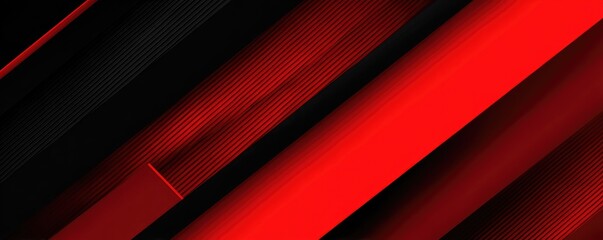 Obraz premium Diagonal abstract background featuring vibrant red and black stripes, a modern geometric design