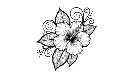 Elegant floral artwork with leaves and decorative elements on a white background