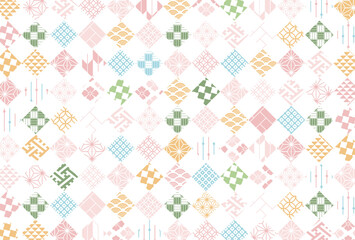 【春の背景素材】伝統文様のカラフルな和柄イラスト
