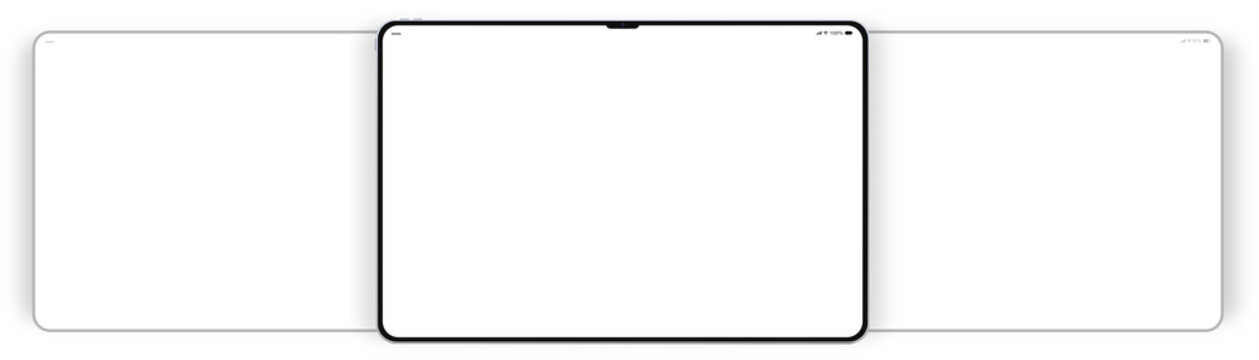 Tablet Computer Landscape - for App Display - Mockup for Presentation - 1x3 Screens - center