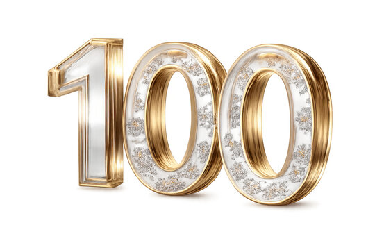 Golden number 100 celebrating anniversary or longevity