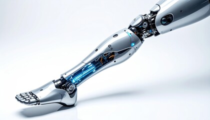 Robotic Prosthetic Leg Closeup Mechanical Components.