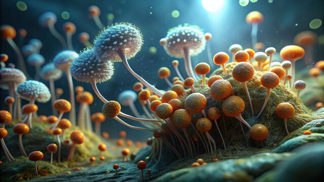 Fungal growth in damp interior environment