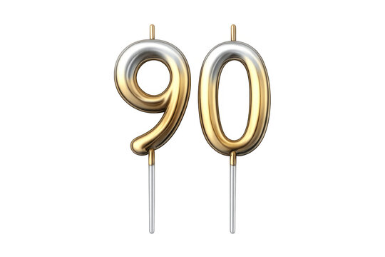 Number 90 candle celebrating birthday or anniversary