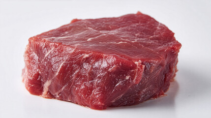 Fototapeta premium Fresh cut of red meat on a white surface ready for cooking or preparation in the kitchen for a meal later in the day