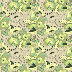 Psychedelic seamless pattern with hand-drawn elements
