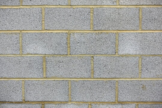 Close up view of a concrete block wall