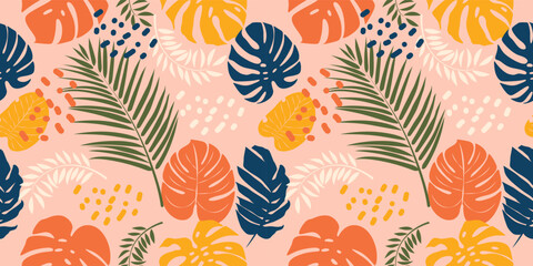 Stylish Botanical Leaves Seamless Pattern with Tropical Theme for fabric and textile print