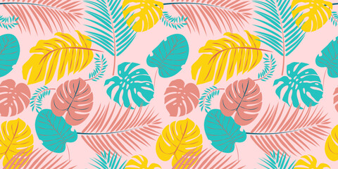 Stylish Botanical Leaves Seamless Pattern with Tropical Theme for fabric and textile print